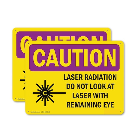Signmission Radiation & Laser Sign, 10 in H x 14 in W, Aluminum, Rectangle OS-2PACK-CR-A-1014-L-10146